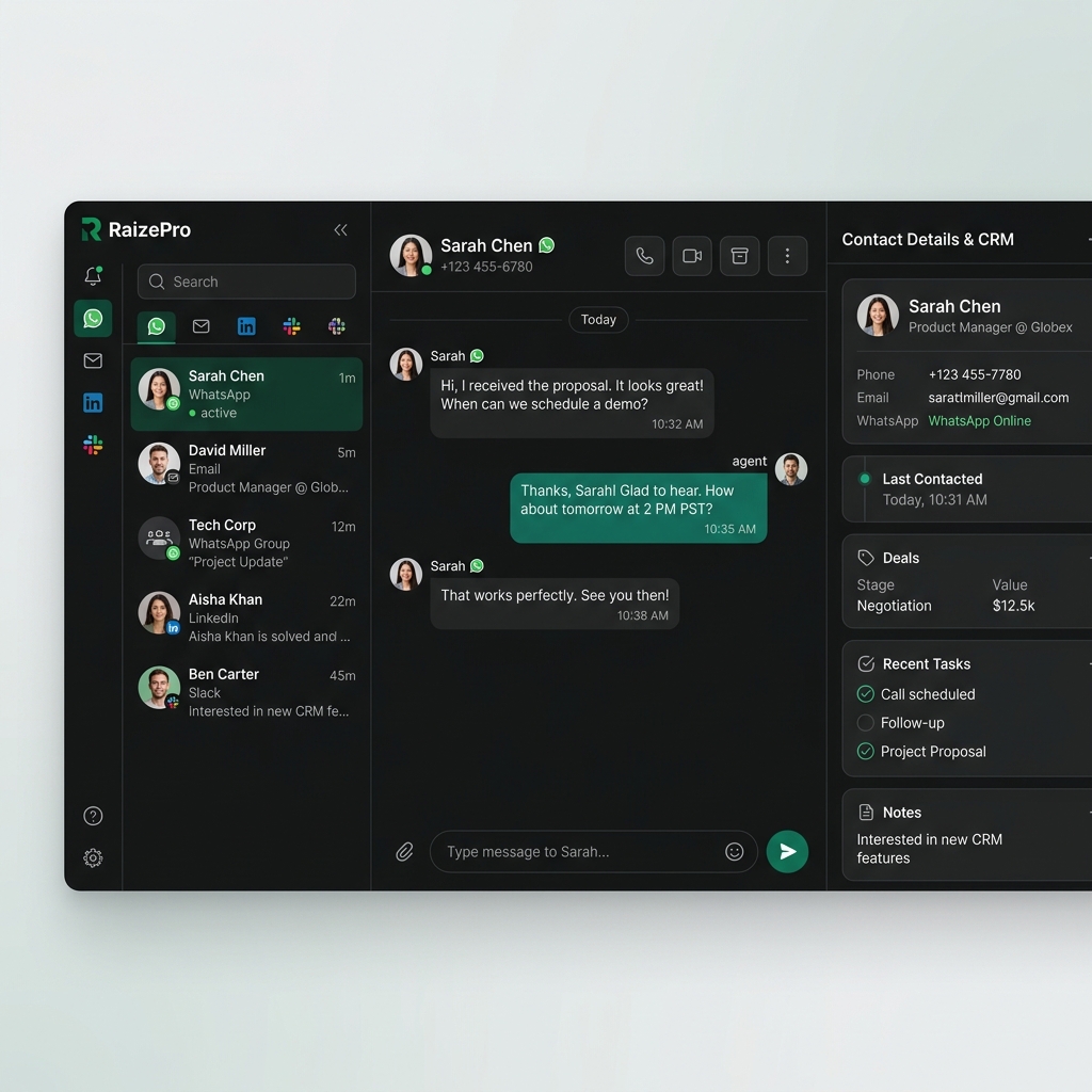 Painel RaizePro Multi-channel Inbox